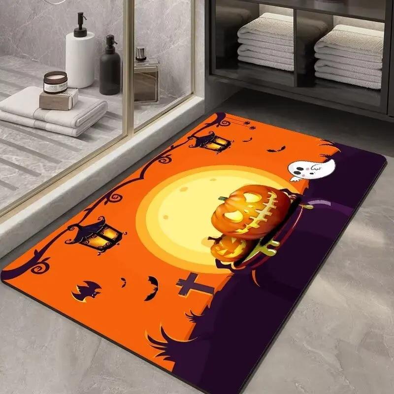 Halloween Decoration Soft Flannel Anti-slip Entrance Door Mat Bathroom Mat Corridor Kitchen Protection Stain Resistant Carpet