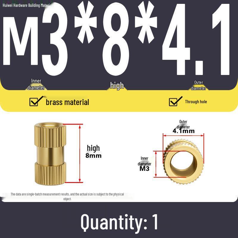 Zwei-Wege-Spritzguss Kupfer Rändelmuttereinsatz (M2-M8)