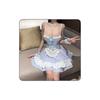 Maid Outfit Cosplay Sexy Erotic Lingerie Extreme Perverted Erotic Headband Apron Bowknot Low Neckline Cute Chest Exposure Blue Costume Erotic Adult