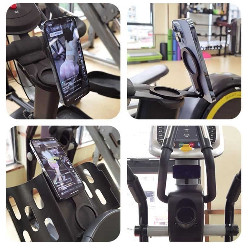 Portable Metal Phone Mount Adjustable Multiple Angle Magnetic Base Mobile Phone Rack for Content Creators Travel Office Use