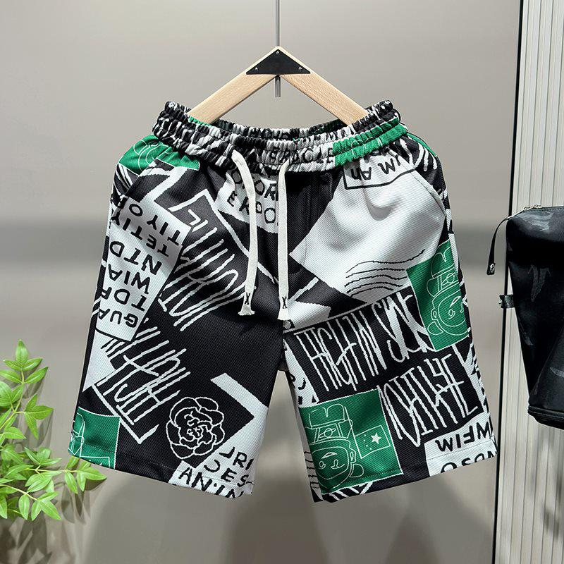 Men s Trendy Versatile Beach Pants: Summer Casual, Loose, Slimming, High-Grade Sports Shorts Large серый