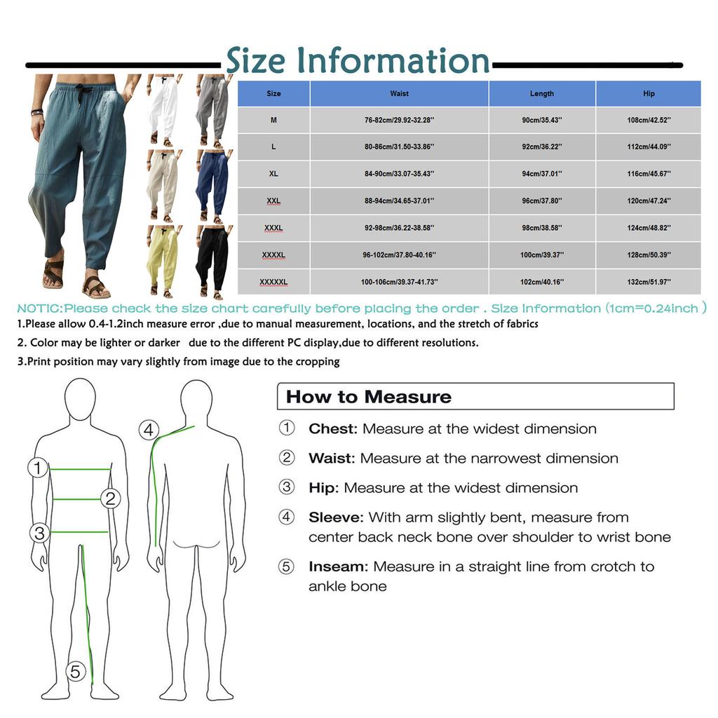 Men's Casual Loose And Comfortable Casual Pants Cotton Linen  Drawstring Trousers