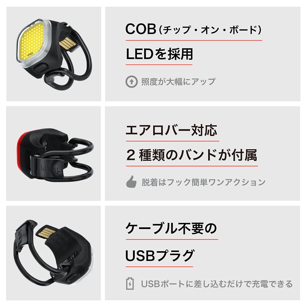 Japonské světlo na kolo KNOG BLINDER MINI SKULL Zadní světlo 18g Vodotěsné USB dobíjecí [Originální produkt] (30 lumenů)