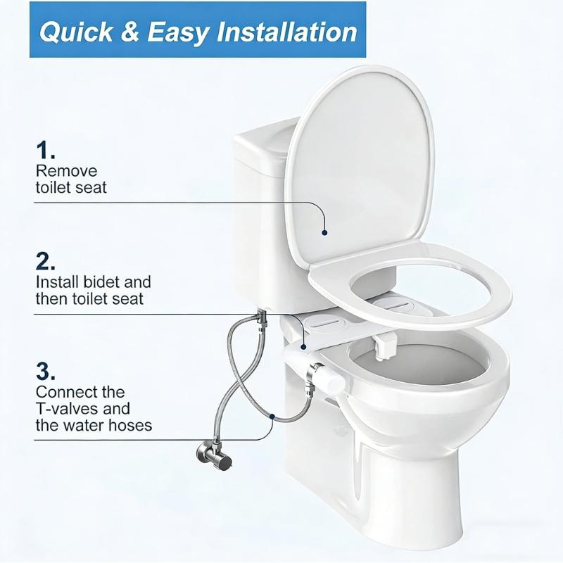 Schlanke Nicht-elektrische Bidet-Toilettenaufsatz Toilettensitzaufsatz Doppeldüsen-Bidet mit einstellbarem Wasserdruck