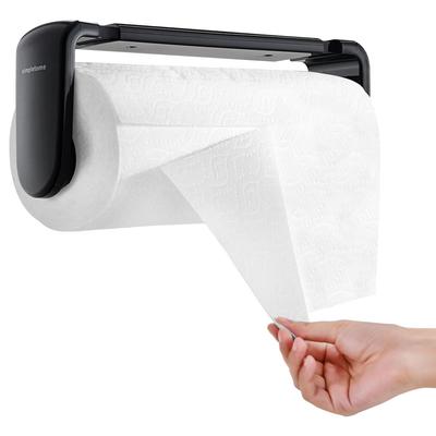 Simpletome Paper Towel Holder One Hand Tear Adaptive Tension Arm Adjustable Length 24-28cm (Black)