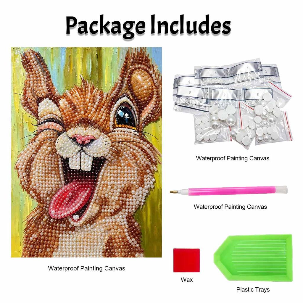 Pearl Painting Diy Sticky Diamond Creative Colorful Winking Rabbit Portrait Diamond Painting Kit Living Room Hanging Painting