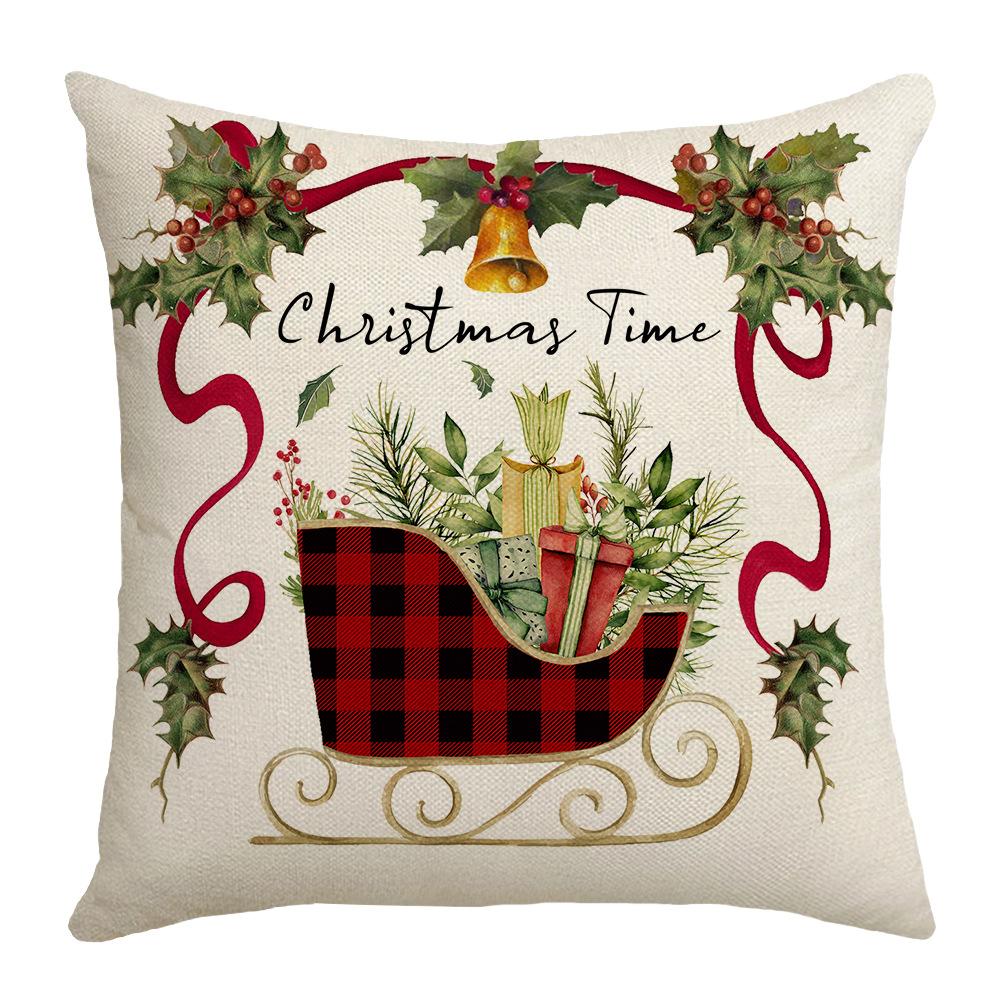Christmas Digital Printed Christmas Tree Classic Red and Black Plaid Christmas Style Home Sofa Decoration Cushion Cushion