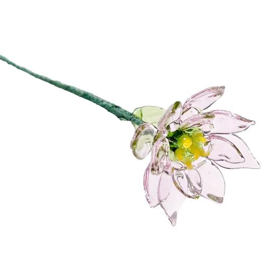 Ručně foukaná skleněná květinová dekorace s drátěným stonkem, ručně vyráběná figurka s barevnou glazurou, květinová váza, ozdoba do domácího obývacího pokoje, na kancelářský stůl