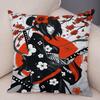 Japan Style Ink Warrior Cushion Cover for Sofa Home Double Print Decor Beautiful Scenery Girl Pillowcase Soft Plush Pillow Case,(2)