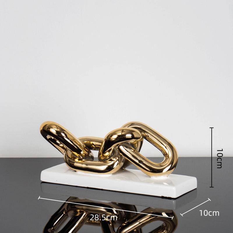 Ceramic Handicraft Golden Chain Skeleton Lock Ceramic Furniture Gold Ring Decorative Figurines Home Decoration Accessories