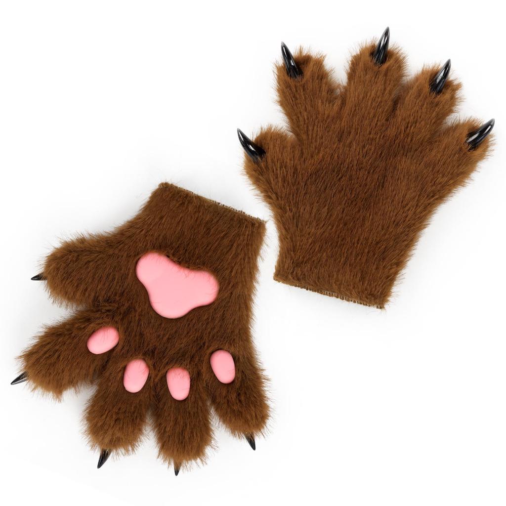 Halloween Cat Paw Plush Gloves for Cosplay
