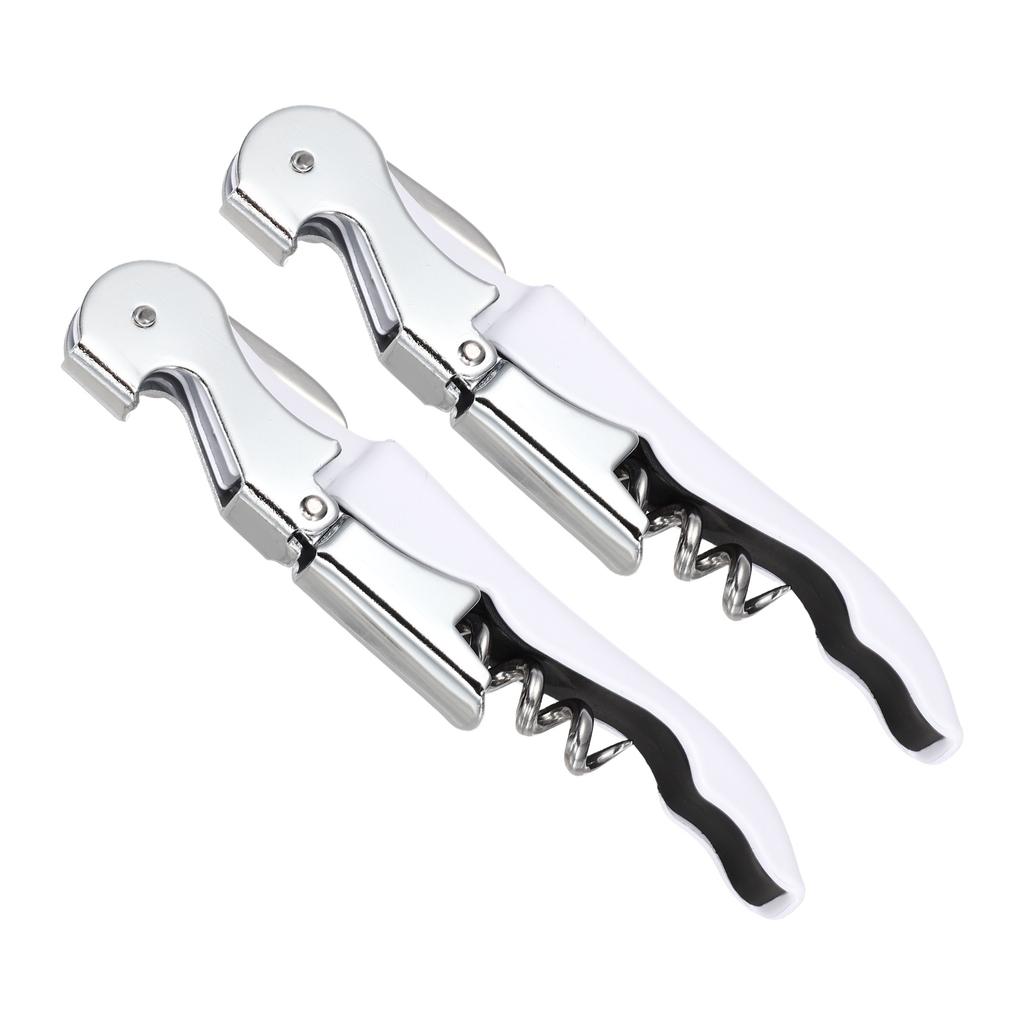 2/4 Stück Professioneller Kellnerkorkenzieher Edelstahl-Weinschlüssel mit ergonomischem Holzgriff Bierflaschenöffner und Folienabschneider