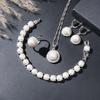 Sparkling For Women White Pearl Zirconia Jewelry Set, With Ring, Earrings, Pendant, Necklace Set, Bridal Wedding Christmas Gifts