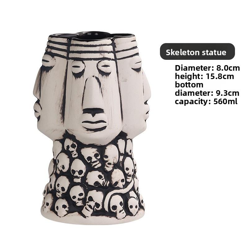 Hawaiian Tiki Cup Skull Ceramic Mug for Tiki Bar Home Bar DecorTiki Cocktail Cocktail Drinking Glass