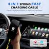 Retractable 4-in-1 Fast Charging Cable 65W USB-C PD 1 2m Spring Charger for iPhone iPad Android Laptops