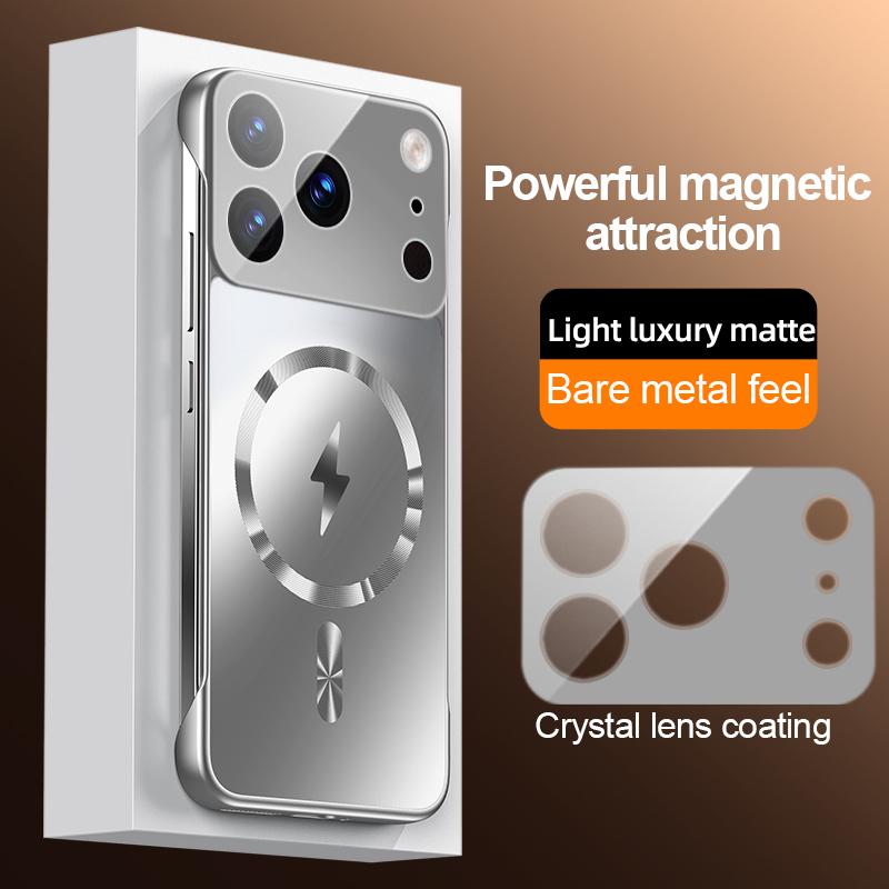 Custodia Magnetica Senza Bordi Ultra Sottile Per iPhone 17 Pro Max 16 15 14 13 Pro Max 12 11 Lusso Protezione Lente Placcatura Cover Rigida in PC per Telefono