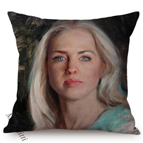 Beautiful Woman Self Portrait Art Sofa Throw Pillow Case Sexy Oil Painting Chair Decoration Square Cushion Cover Cojines