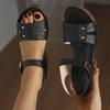 Damen Übergröße Holzmaserung Blockabsatz Sandalen, Einzelriemen Freizeit Sommerschuhe