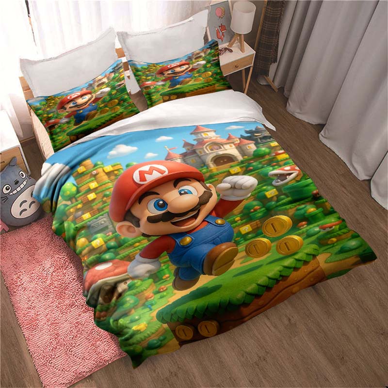 New Super Mario Soft and Comfortable Duvet Cover, Children's Bedding Set Gift, Extra Large Size, Multiple Sizes Available.