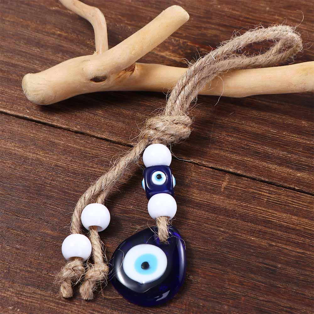 Amulet Car Ornaments Interior Accessories Evil Blue Eye Pendant Car Key Pendants Twine Drop Pendant