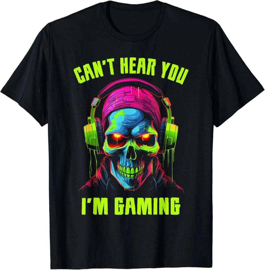 Gamer Shirt für Jungen Teenager Männer Videospiele Lustiger Totenkopf Geschenk Unisex T-Shirt