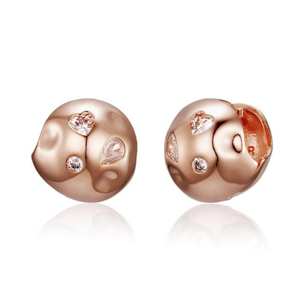 14K GF Carved Stone Ball One-Touch Bold Earrings C24EGF208