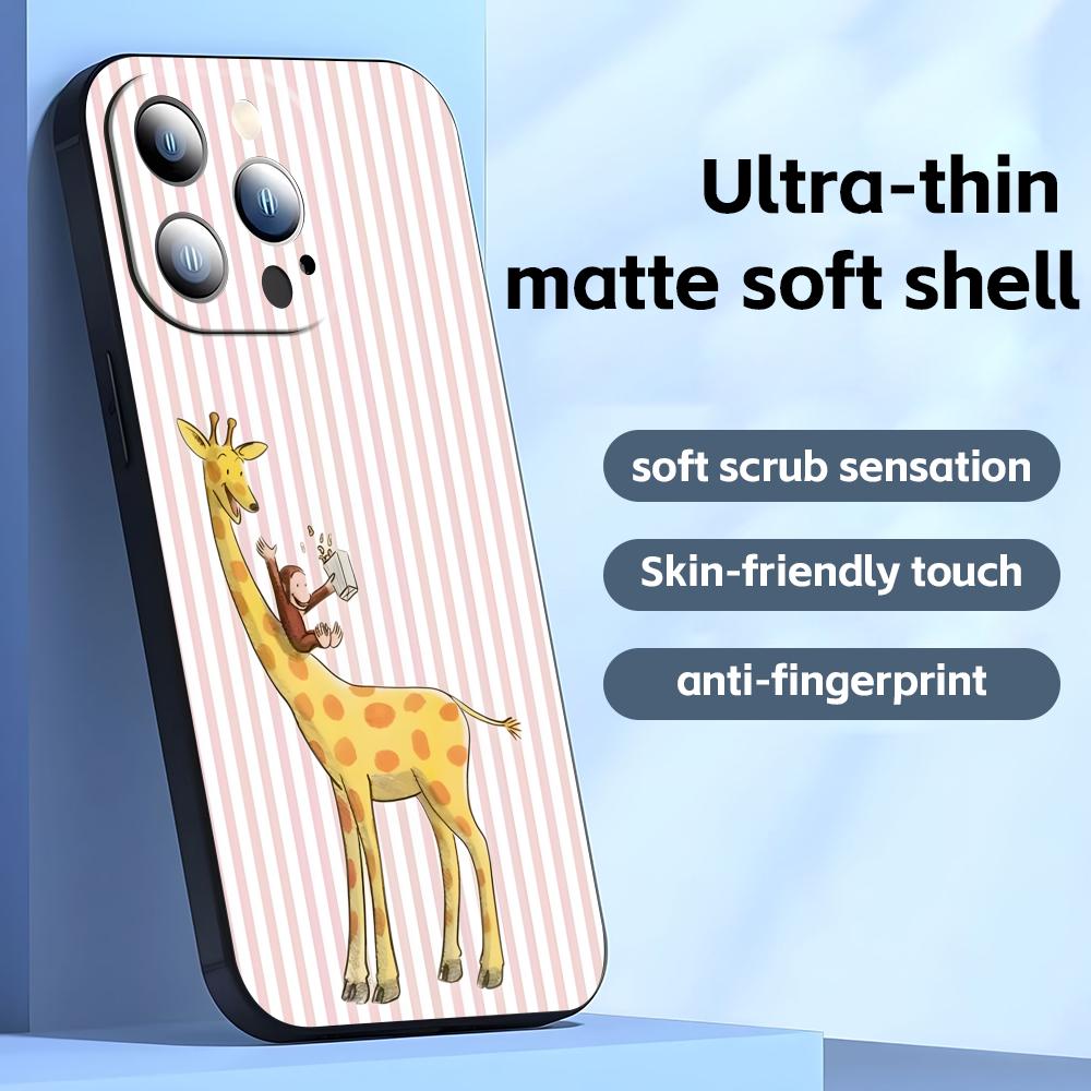 Süßes Giraffen-Handyhülle Für iPhone17 16 16e 15 14 13 12 11 Plus Mini Pro Max Weiche schwarze Stoßfeste Hülle