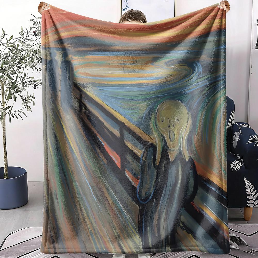 The Scream Painting Throw Soft Flannel AC Blanket Lightweight Summer Nap Throw Cozy Blanket for Sofa Bed Travel Home