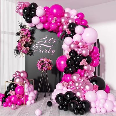 Rosa Schwarz Pink Ballonkranz Set Party Geburtstagsdekoration Hochzeit Baby