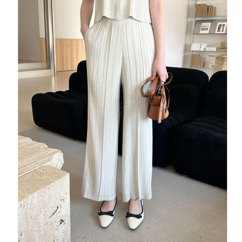 2026 Summer High-End Miyake Pleated Soft Breathable Straight-Leg Pants
