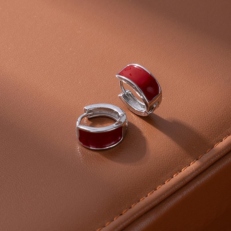 

Retro Hong Kong Semi Circle Drip Enamel Ear Studs Elegant Small Earrings Fashion Jewelry