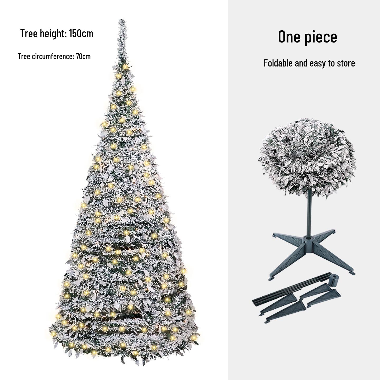 Flocked Foldable Christmas Tree for Home or Mall Window Display - Retractable, Stylish Holiday Décor