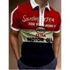 Men S Short Sleeve Polo Shirt Color Block Zip Detail Loose Fit Casual Top