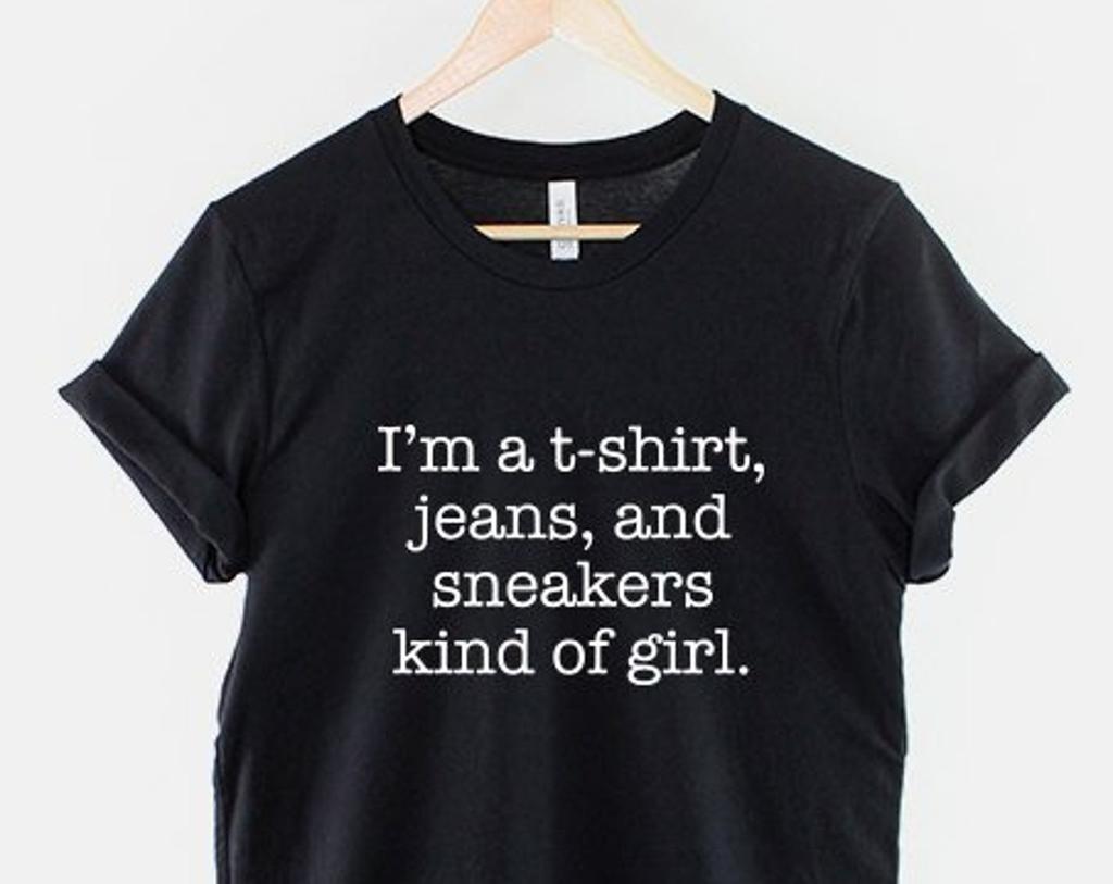 Graphic Tee: Laid Back Sneakers Jeans Girl, Ring Spun Cotton Unisex Fit