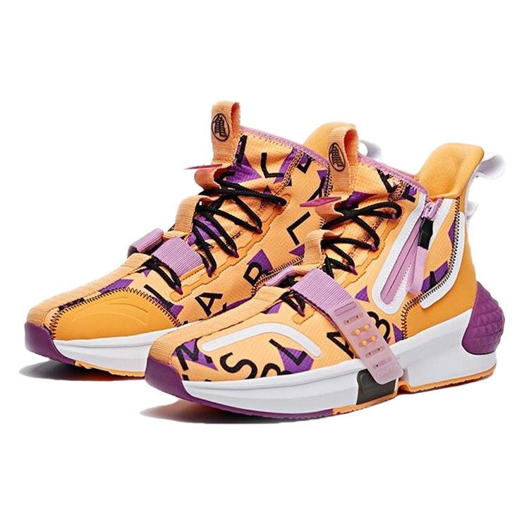 New ANTA Basketball Shoes Men High-Top Orange Yellow/Purple 112011619-8