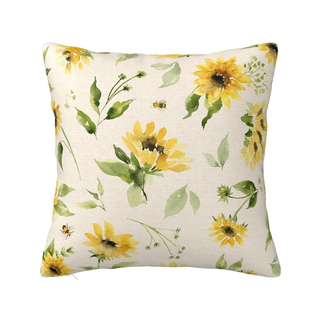 Bee And Flowers Square Pillowcase Cushion Cover Pillow Case Throw Pillow Cover for Home Sofa Living Room