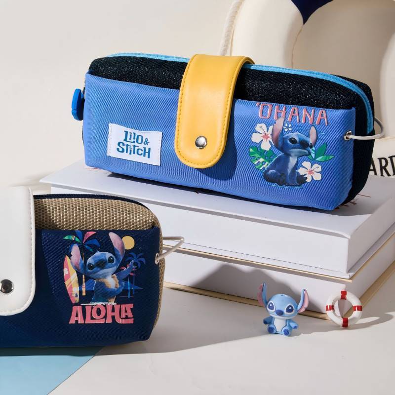 Lilo Stitch Pencil Case For Kids Large Capacity Double Layer Stationery Storage Bag