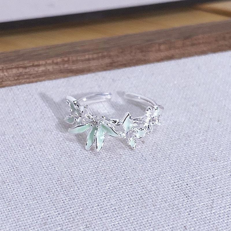 Mint Matcha Milk Green Butterfly Open Ring Women'S Niche Design Small Fresh And Cold Ring