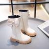 Girls High Boots with Bow-knot  Non-slip Fashion Children Pearls Elegant Princess Boots Side Zipper Kids Leather Long Boots
