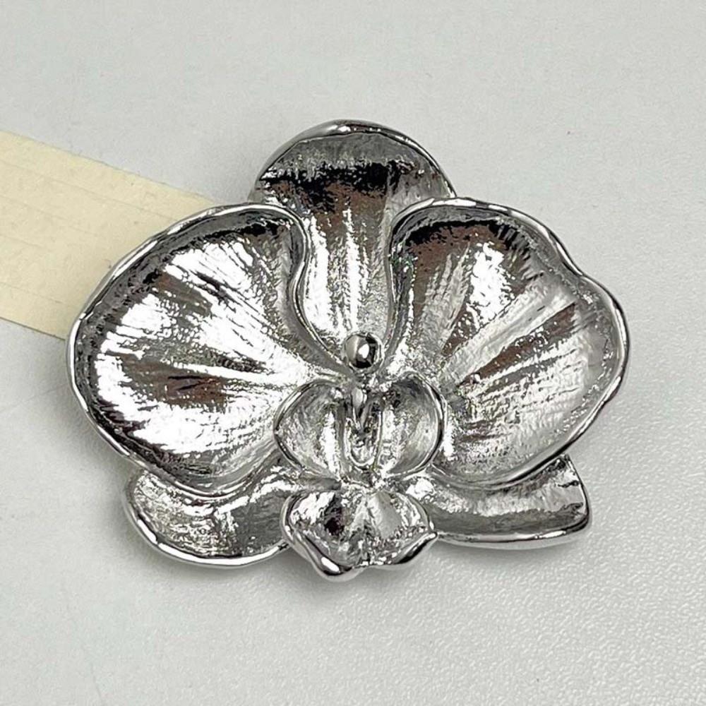 Vintage Orchid Flower Brooch Corsage Ornament Metal Glossy Brooch Butterfly Orchid Pin Men