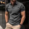 Mens Turn Down Collar Button Short Sleeve Solid Casual Sports Polo Shirt