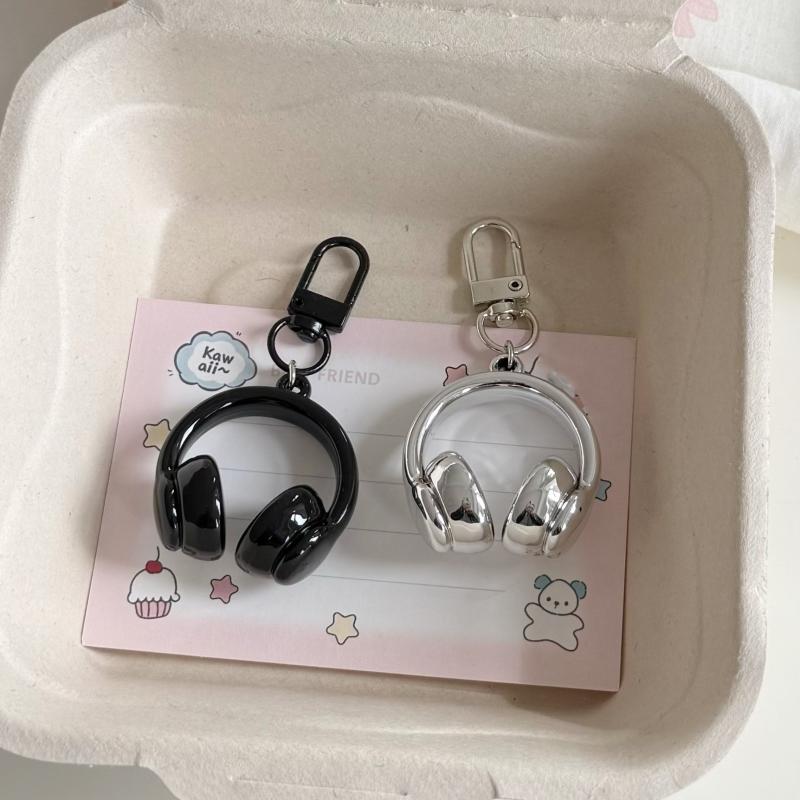 Cute Creative 3D Earphones Pendant Keychain Mobile Phone Chain Earphone Charm Backpack Hanging Decoration Accessories Gifts