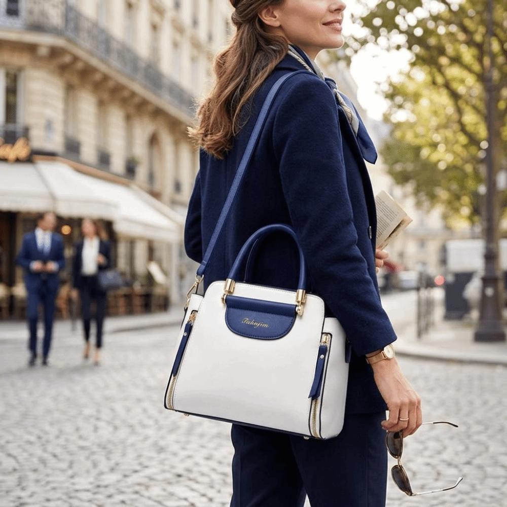Fashion PU Women Bag Elegant Hit Color Handheld Bag Large Capacity Shoulder Bag All-Match