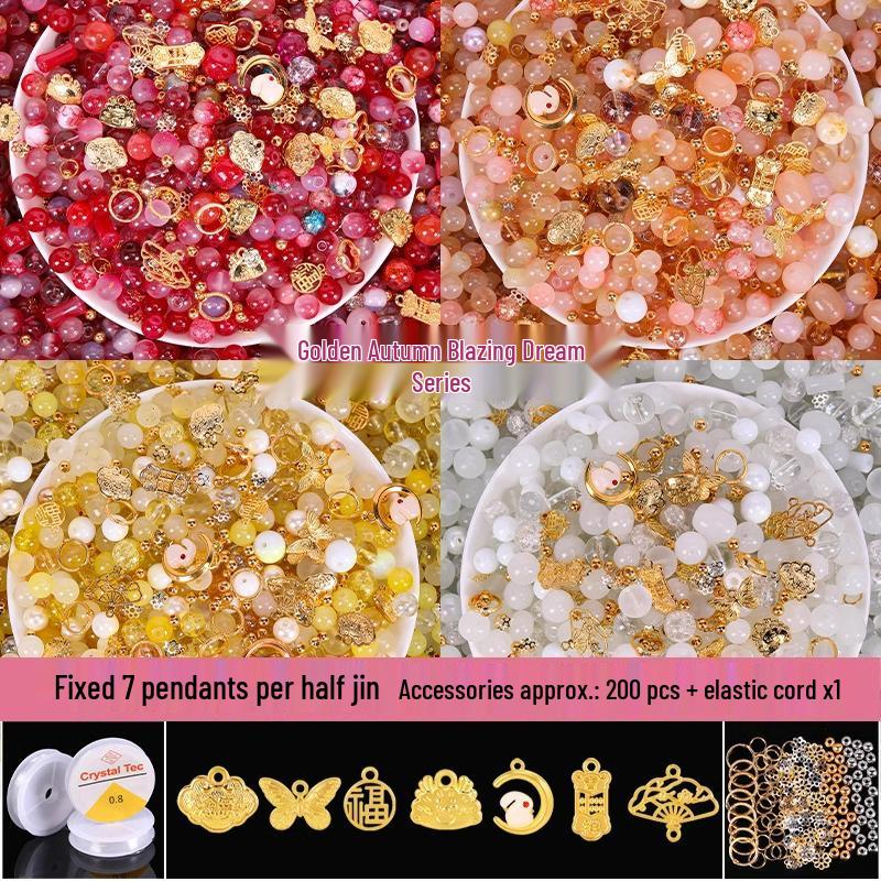 Ancient Style Crystal Glass Bodhi Beaded Bracelet & Necklace DIY Kit for Kids & Friends