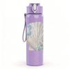 1PC Conch Shell Blue Flower Art Print 750ml Color Plastic Sports Water Bottle Leakproof Flip Straw Lid Suitable for Sports Office Home Use