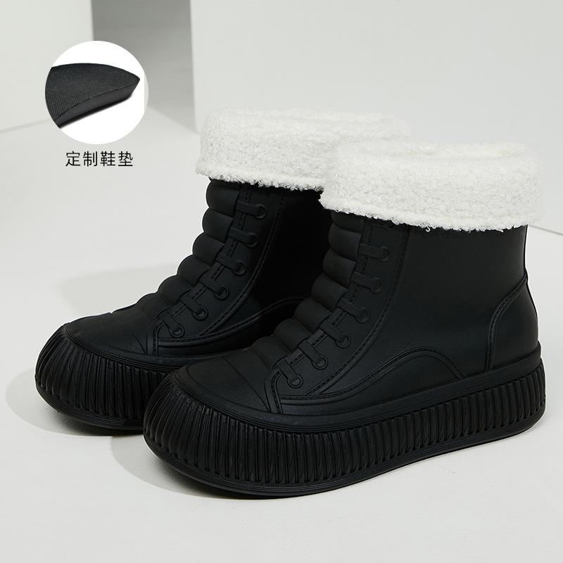Fashion 2025Women's Rain Boots Fashion Rubber Galoshes Winter Warm Cotton Rainshoes for Women Waterproof Garden Shoes Botas Lluvia Mujer