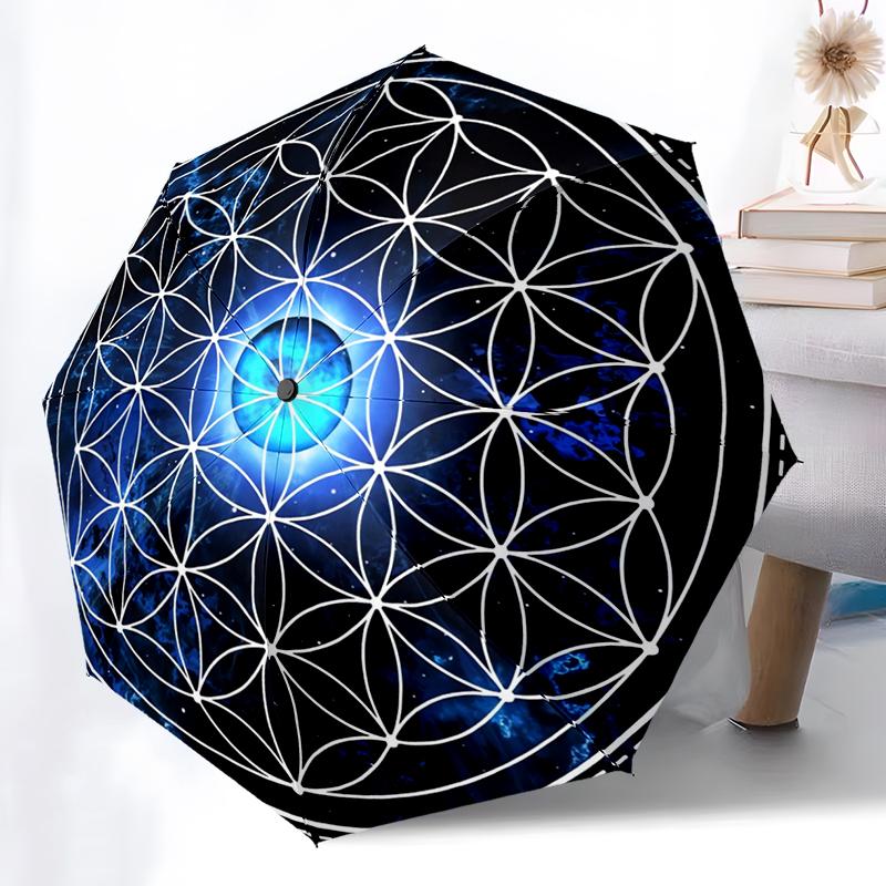 

Colorful Meditation Chakra Folding Umbrella Auto-Open Design 8 Iron Ribs Plastic Handle Foldable Sunshade Perfect Christmas Gift