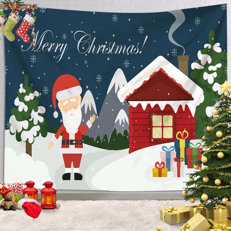 Ashou Merry Christmas Tapestry Wall Decor Hanging Room Decoration Christmas Tree Decorations Santa Claus Tapestry Home Decor