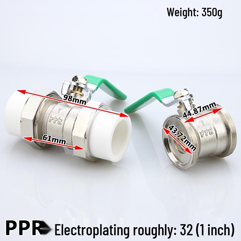 High-Temperature PPR Ball Valve: Double Union, Copper, Hot Melt, Sizes 20-75, Water Pipe & Switch