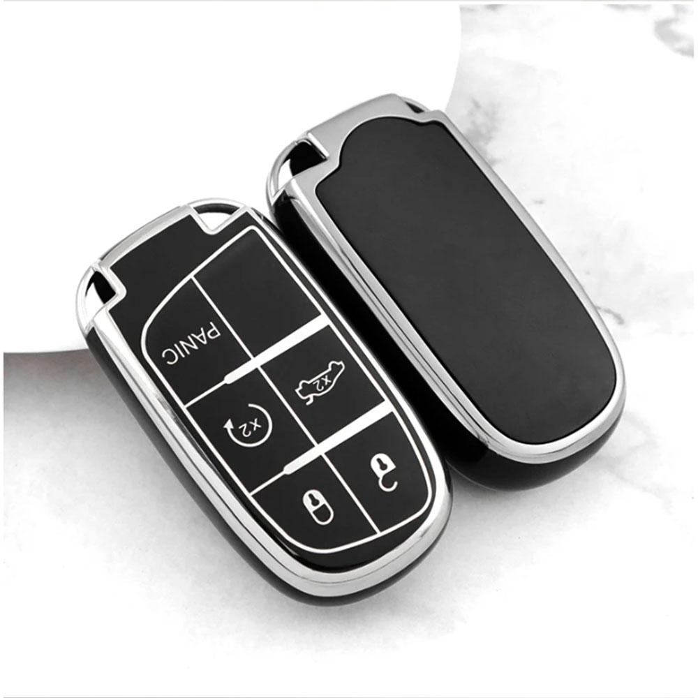 

2/3/5 Buttons Silver Edge For Jeep Grand Cherokee Renegade Chrysler 300 Dodge RAM Challenger Journey Car Remote Key Case Cover Accessories 5 button key cover чёрный